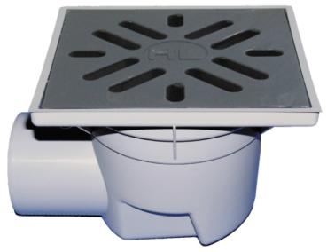Perfektablauf DN110 waagrecht mit frostsicherer Geruchsklappe, 244x244mm / Gussrost 226x226mm  HL605